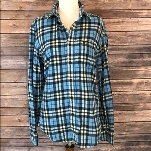 American eagle blue squared long sleeve shirt
